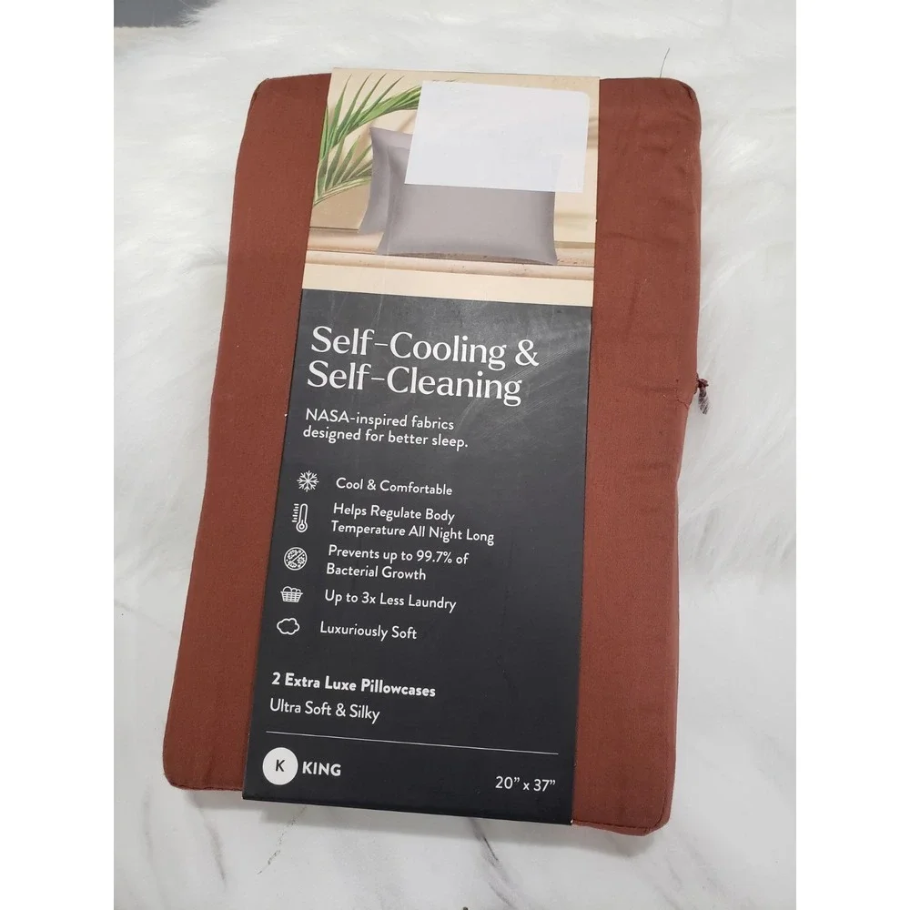 Miracle Made 2 Pack Luxe Ultra Soft Silky Pillow Cases Size King terrecotta